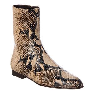 Khaite Colt Python-Embossed Leather Bootie, Brown